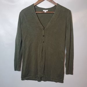 J. Jill V- Neck Green Cardigan